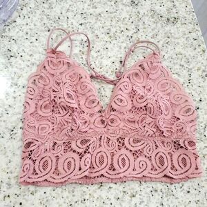 Pink, Victoria Secret champagne lace bralette,  Medium